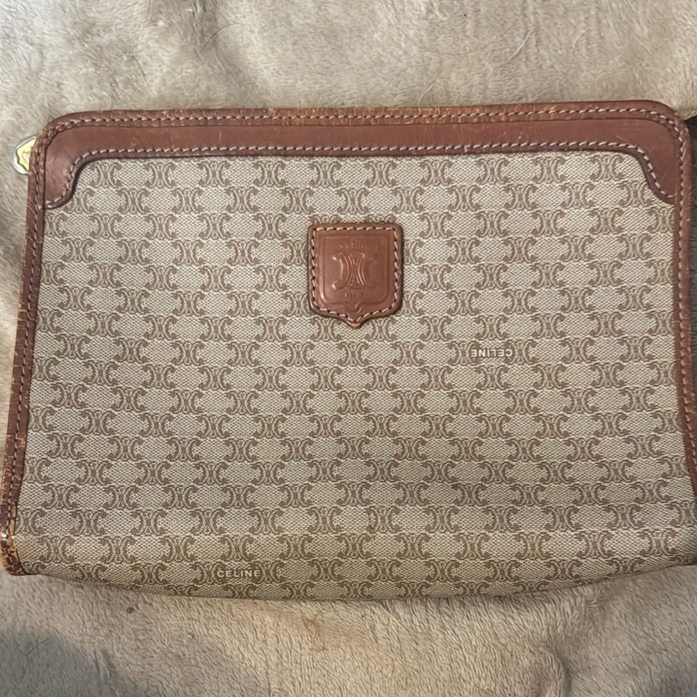 Celine Beige Macadam Toiletry Bag rare color